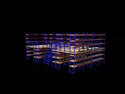 industrial mezzanine floor rack 3D model