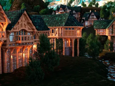 BIG Fantasy house pack Low-poly 3D model
