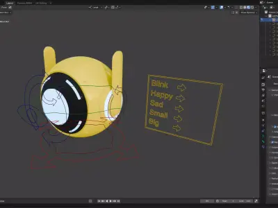 Pipo - Cute mini CCTV robot rigged Low-poly 3D model