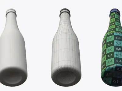Beer bottle brown 04 3D model