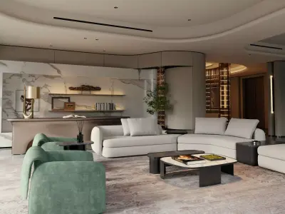 living room scene 3D model Low-poly 3D model