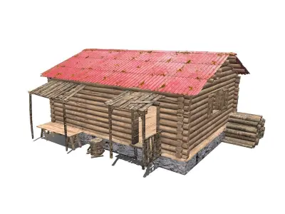 Wooden Cabin Low-poly 3D model purchase