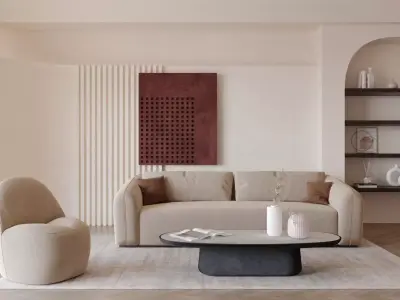 Contemporary Living Room 02 3D model