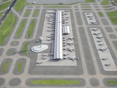 Madrid - Barajas Airport - MAD Low-poly 3D model