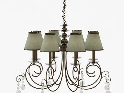 Chandelier with five lamps and crystals 3D model