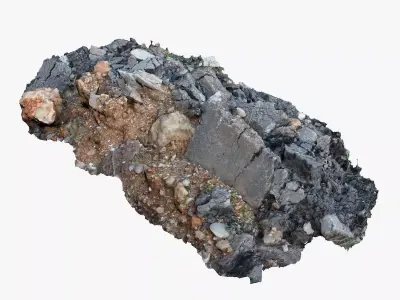 Rubble rock Low-poly 3D model