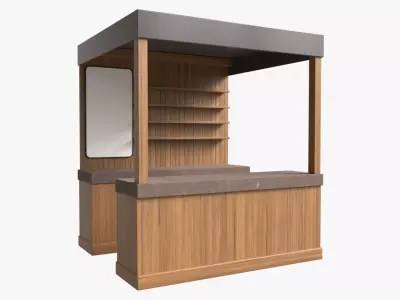 Booth Stand Kiosk with Roof 01 3D model