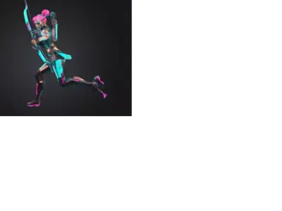 Neon Cyber Elf Archer Miniatura   Elfa Arqueira Ciberpunk 3D print model