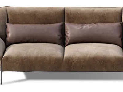 Loveseat Sofa Flared Arm  Tobacco l  Two-seat couch  3D model