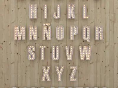 Light Bulb Alphabet Low-poly 3D model