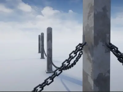 Modular Chained Poles Low-poly 3D model