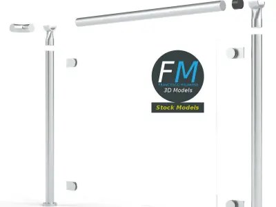 Glass handrail module 1 3D model