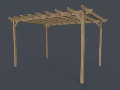 PBR Wooden Pergola Gazebo C2 Low-poly 3D model