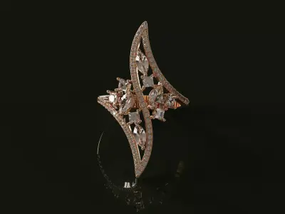Diamond Ring 18K Fine Jewelry Light Weight 3D print model