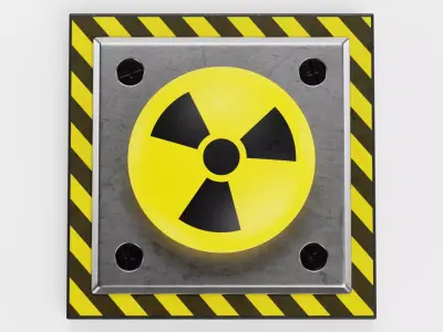 Emergency Button V4 - Radiation Hazard Switch Industrial Control 3D model