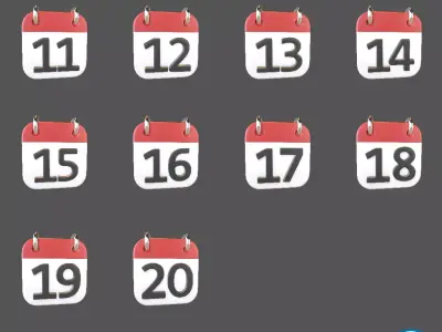 Calendar 11 To 20 Icon Pack Vol 1 3D model