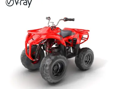 Rugged Red Quad Bike Model Pack Low-poly 3D model