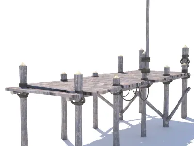 Old wooden bridge 3D model
