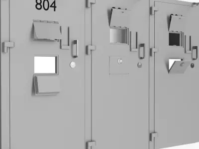 Prison Cell Security Door Steel White 3D model