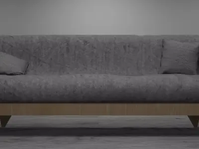 This 3D model represents an elegant wooden sofa 3D model