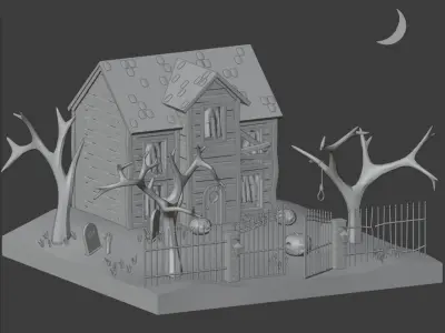 Haunted House Low-poly 3D model