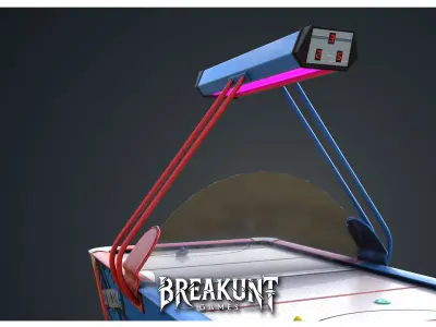 Airhockey Game with props - 3d Model - 3 assets Low-poly 3D model