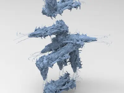 Deep Asteroid mine facility exterior collection 2 3D model
