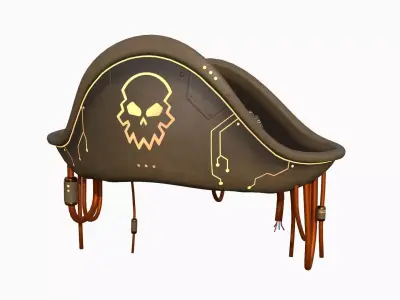 Cyberpunk Pirate Hat A03 - Character Design Low-poly 3D model