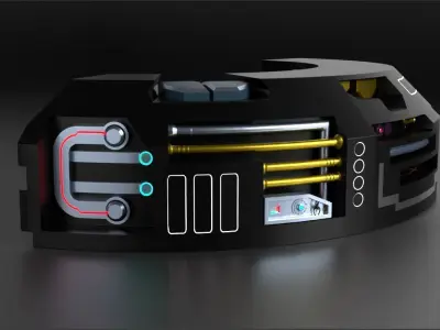 Round Sci-fi spaceship Panel 3D model