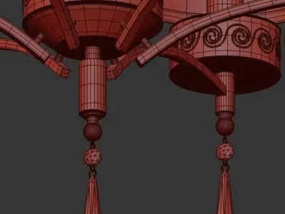 Dayodore chandelier with shades and gold accents 3D model