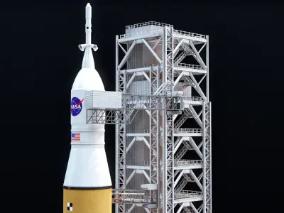  SLS Mobile Launcher Platform Crawler NASA Transporter With The Launchpad PBR 