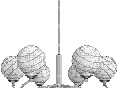 Murano Glass and Brass Chandelier Low-poly 3D model