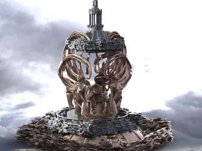 Art Deco Victorian architecture Tower  3D model