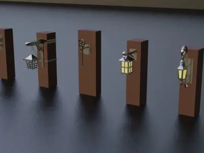 Ancient metal wall lamps 3D model