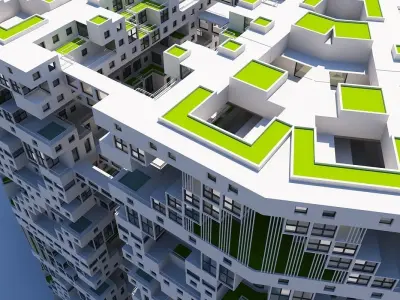 Complex Architectural Building Structure 3D model