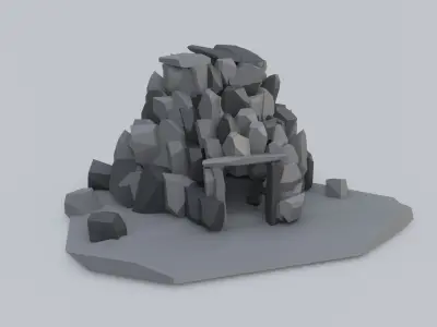 Low Poly Rock and Stones 44 models Low-poly 3D model
