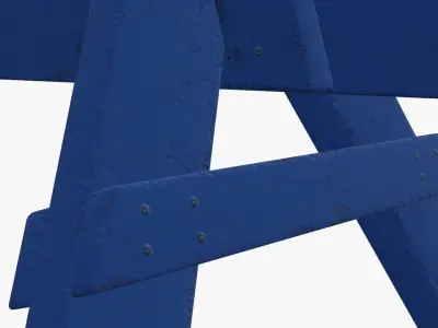 Police Line Wooden Barrier Low-poly 3D model