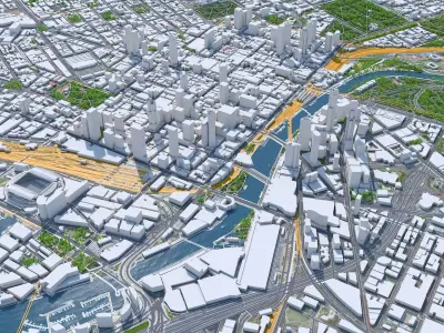 Melbourne Downtown Australia Low-poly 3D model