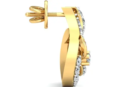 Yellow gold diamond earring-P2 E-6 3D print model
