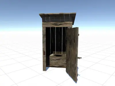 Outhouse wooden Low-poly 3D model