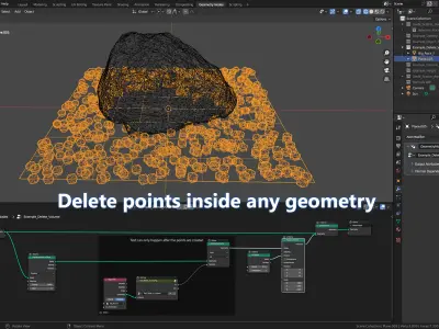 Blender Geometry Nodes Scatter Rocks Low-poly 3D model