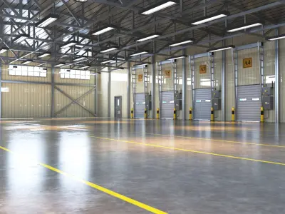  Detailed Hangar And Warehouse With Interior 