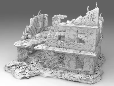 Ruins of a destroyed building 3D print model