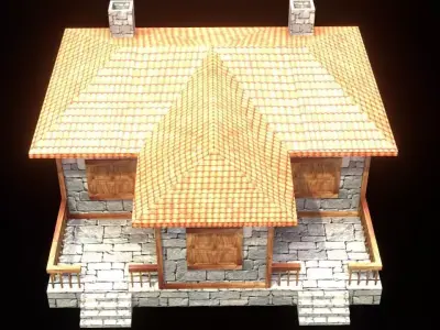 medieval house low poly village town residential game ready 11 Low-poly 3D model