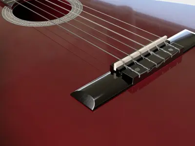 Red Sunburst Acoustic Guitar 3D model