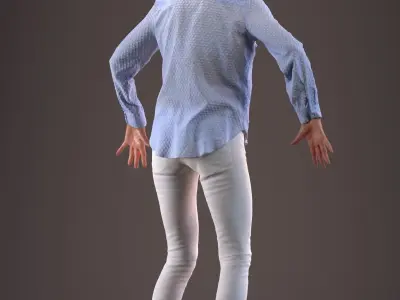 Rigged senior lady in casual clothing Low-poly 3D model