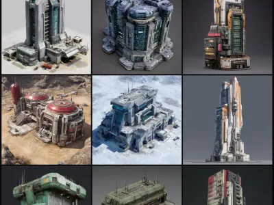 Sci-Fi Architecture Set 1 3D model