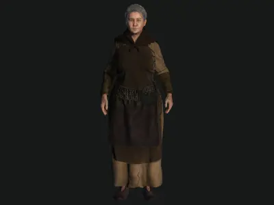 AAA 3D FANTASY MEDIEVAL - OLD WOMAN 01 REALISTIC CHARACTER Low-poly 3D model