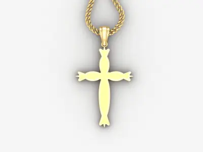 Light Gold 18K Cross Pendant 1CP071 3D print model buy