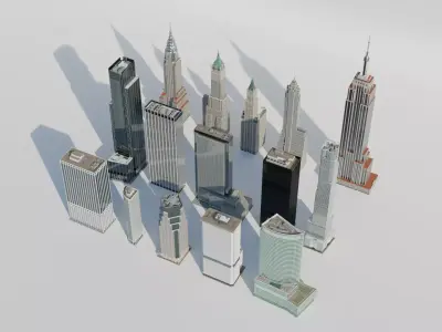 NYC Tall Skyscrapers v4 Low-poly 3D model